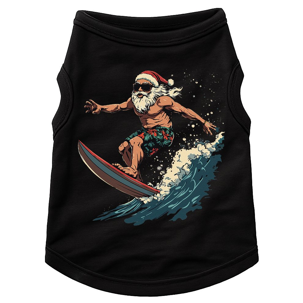 Fun Surfing Santa Christmas Santa Catching Waves Surf Lover Doggie Tank