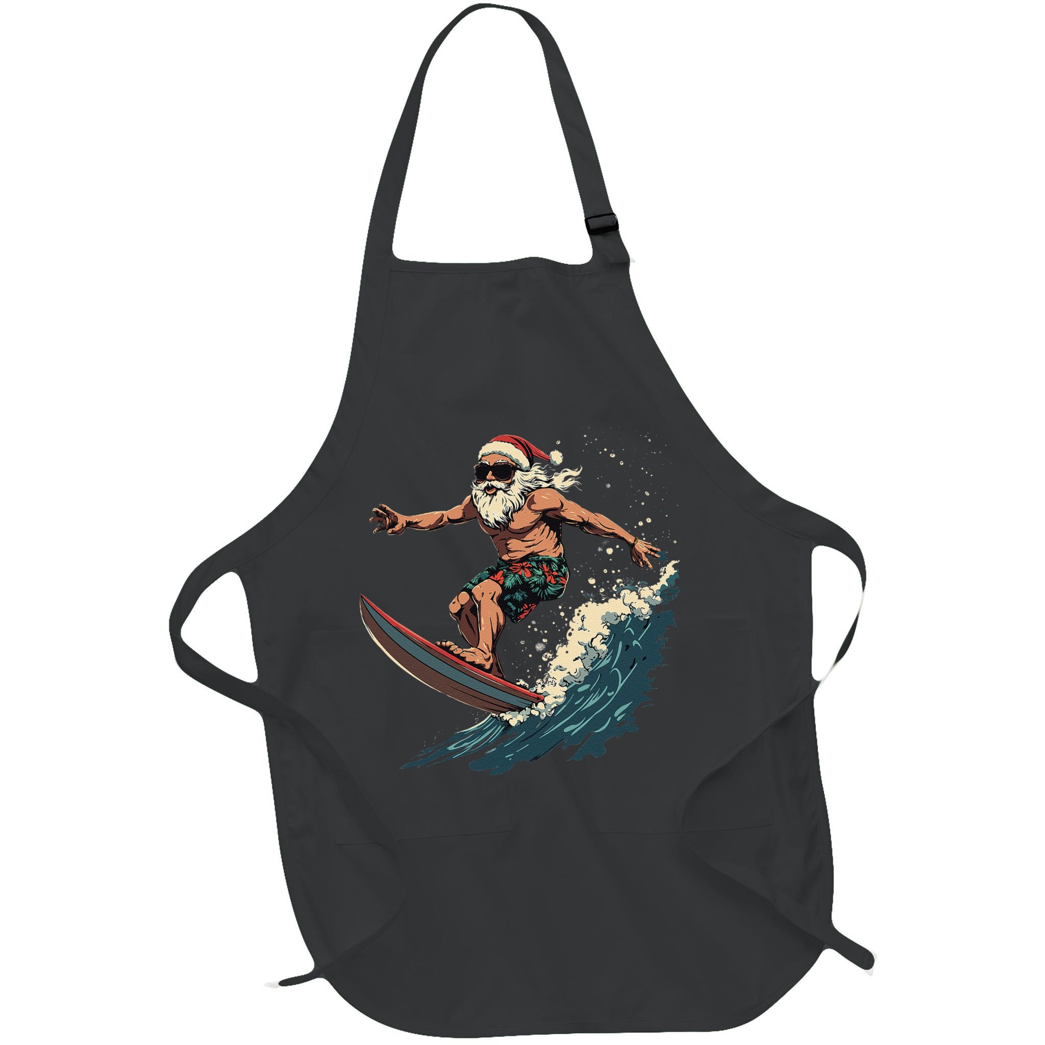 Fun Surfing Santa Christmas Santa Catching Waves Surf Lover Apron