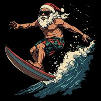 Fun Surfing Santa Christmas Santa Catching Waves Surf Lover Sweatshirt