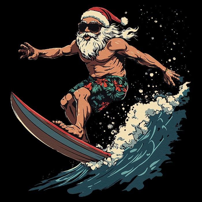 Fun Surfing Santa Christmas Santa Catching Waves Surf Lover Sweatshirt