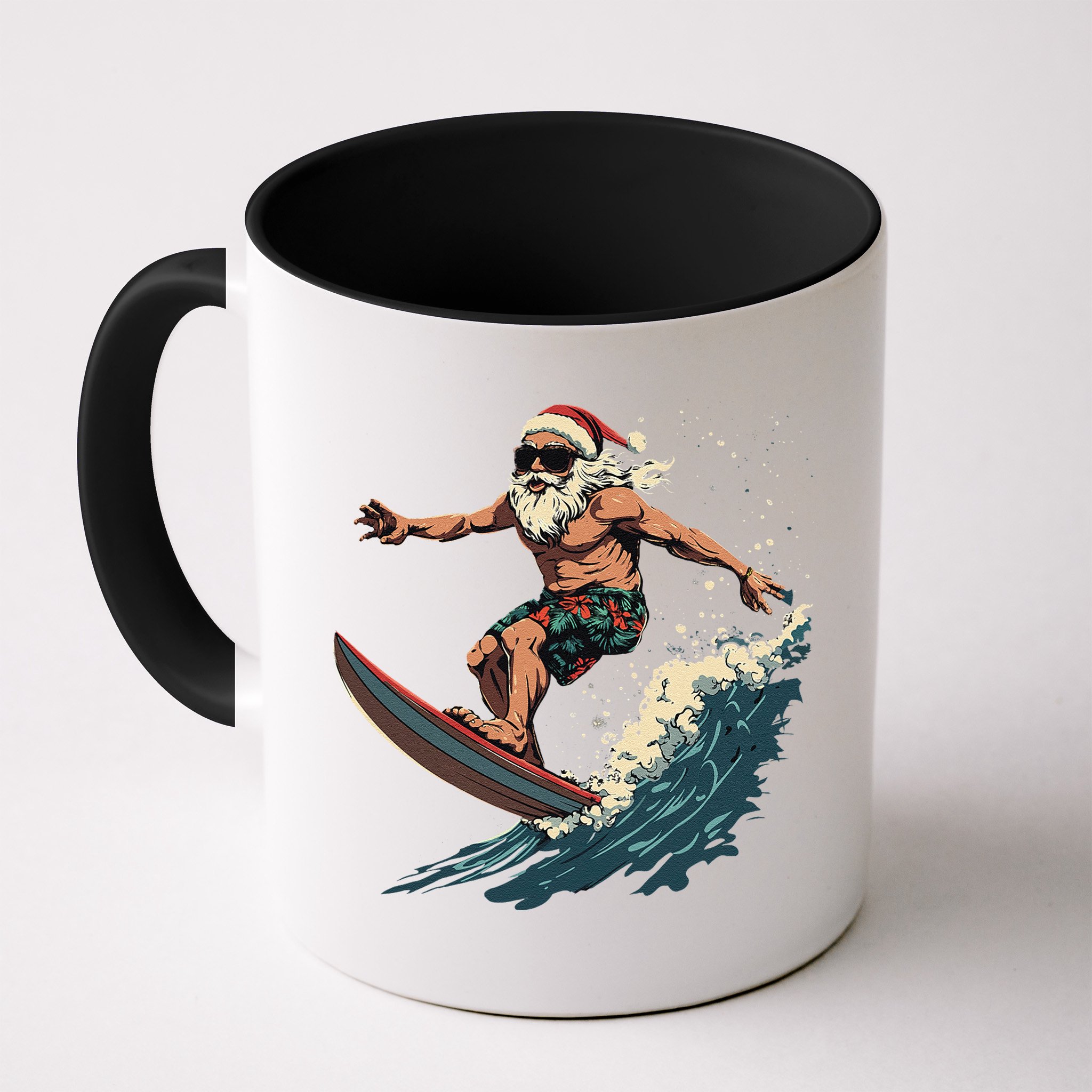 Fun Surfing Santa Christmas Santa Catching Waves Surf Lover Mug