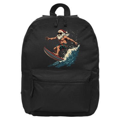 Fun Surfing Santa Christmas Santa Catching Waves Surf Lover 16 in Basic Backpack