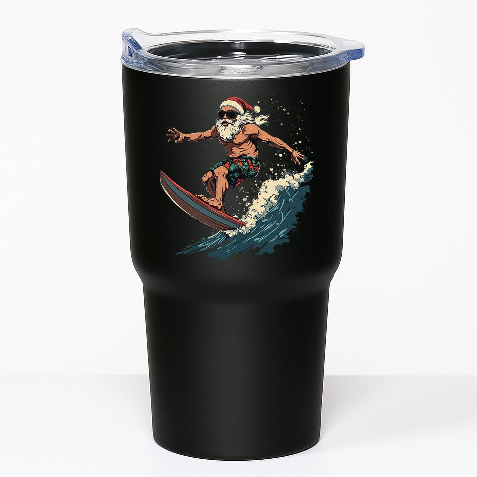 Fun Surfing Santa Christmas Santa Catching Waves Surf Lover Tumbler