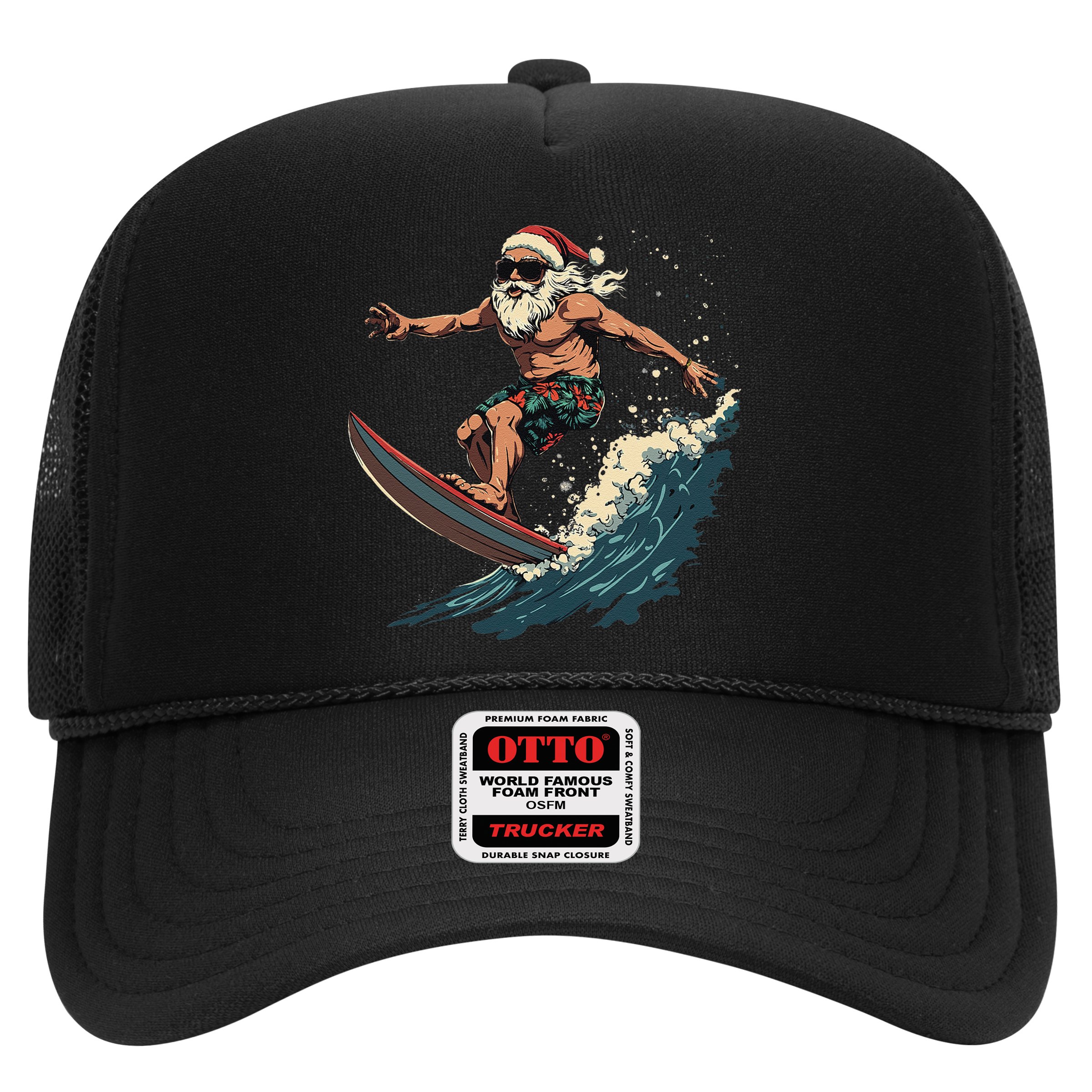 Fun Surfing Santa Christmas Santa Catching Waves Surf Lover Hat
