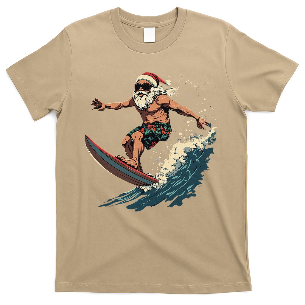 Fun Surfing Santa Christmas Santa Catching Waves Surf Lover T-Shirt