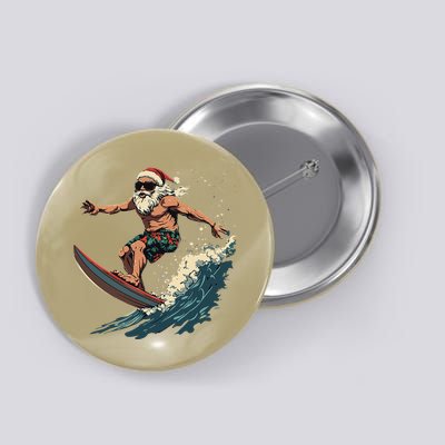 Fun Surfing Santa Christmas Santa Catching Waves Surf Lover Button