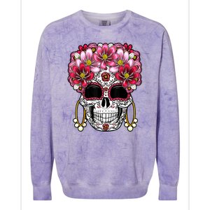 Floral Sugar Skeleton Cool Graphic Skull Colorblast Crewneck Sweatshirt