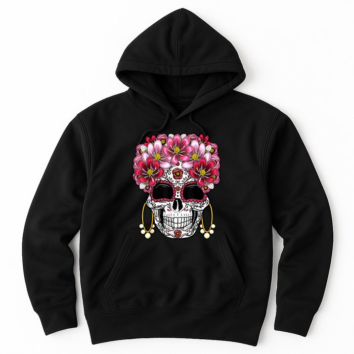 Floral Sugar Skeleton Cool Graphic Skull Hoodie