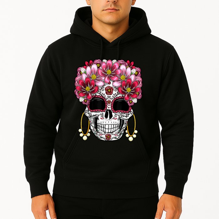Floral Sugar Skeleton Cool Graphic Skull Hoodie