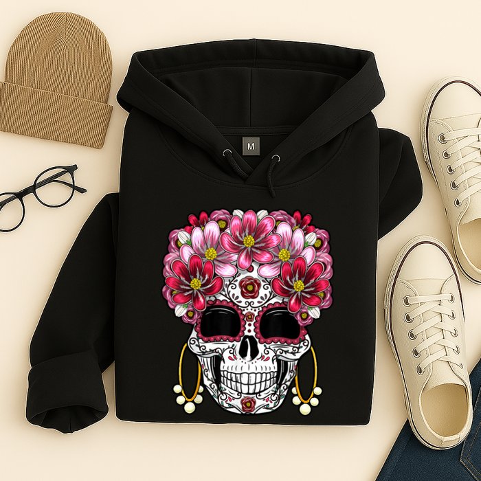 Floral Sugar Skeleton Cool Graphic Skull Hoodie
