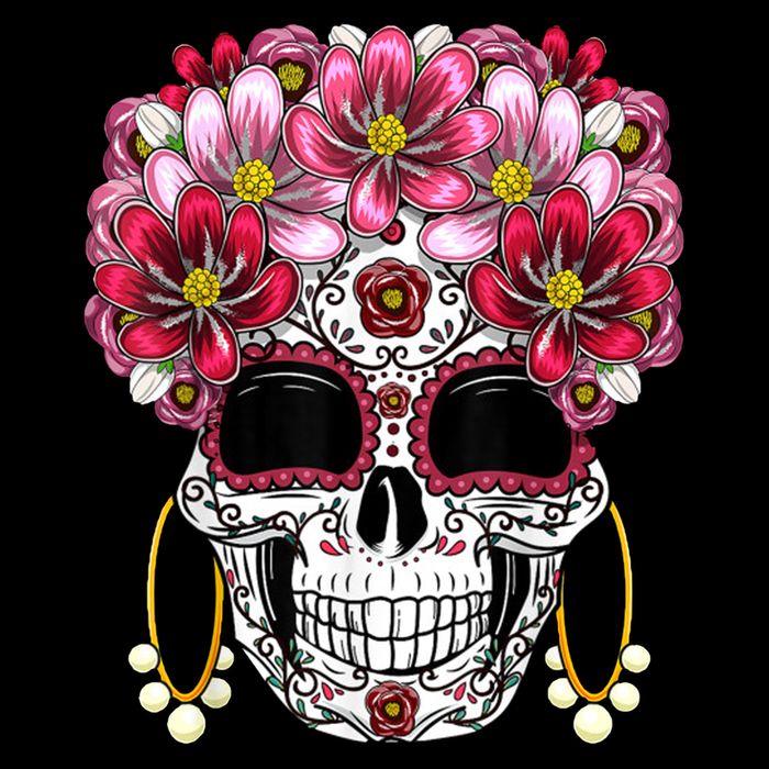 Floral Sugar Skeleton Cool Graphic Skull Hoodie
