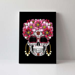 Floral Sugar Skeleton Cool Graphic Skull Canvas