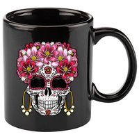 Floral Sugar Skeleton Cool Graphic Skull 11oz C Handle Ceramic Mug