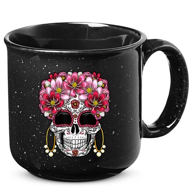 Floral Sugar Skeleton Cool Graphic Skull 15oz Campfire Ceramic Mug