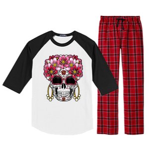 Floral Sugar Skeleton Cool Graphic Skull Raglan Sleeve Pajama Set