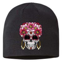 Floral Sugar Skeleton Cool Graphic Skull Sustainable Beanie