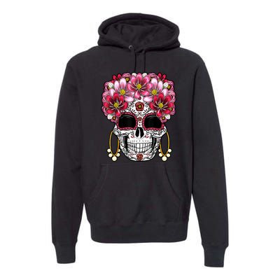 Floral Sugar Skeleton Cool Graphic Skull Premium Hoodie