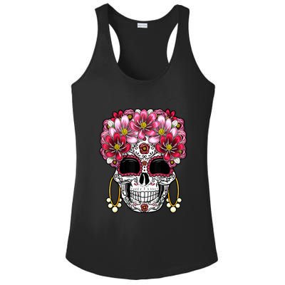 Floral Sugar Skeleton Cool Graphic Skull Ladies PosiCharge Competitor Racerback Tank