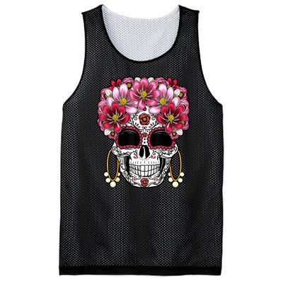 Floral Sugar Skeleton Cool Graphic Skull Mesh Reversible Basketball Jersey Tank