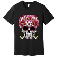 Floral Sugar Skeleton Cool Graphic Skull Premium T-Shirt