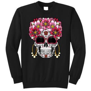 Floral Sugar Skeleton Cool Graphic Skull Tall Sweatshirt