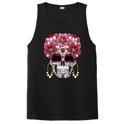 Floral Sugar Skeleton Cool Graphic Skull PosiCharge Competitor Tank