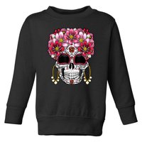 Floral Sugar Skeleton Cool Graphic Skull Toddler Sweatshirt