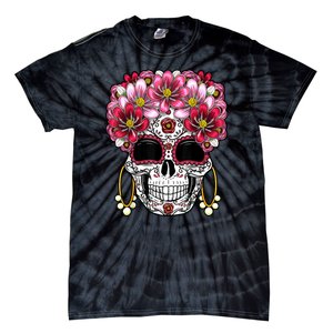 Floral Sugar Skeleton Cool Graphic Skull Tie-Dye T-Shirt