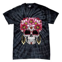 Floral Sugar Skeleton Cool Graphic Skull Tie-Dye T-Shirt