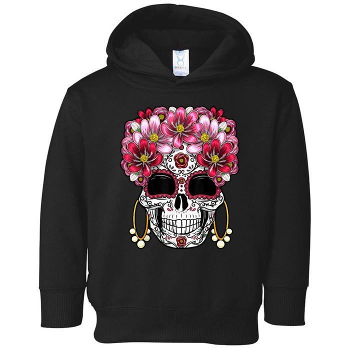 Floral Sugar Skeleton Cool Graphic Skull Toddler Hoodie