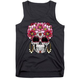 Floral Sugar Skeleton Cool Graphic Skull Tank Top