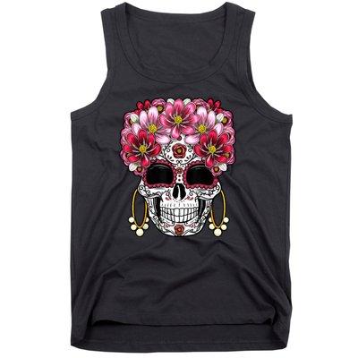 Floral Sugar Skeleton Cool Graphic Skull Tank Top