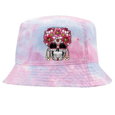 Floral Sugar Skeleton Cool Graphic Skull Tie-Dyed Bucket Hat