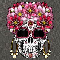 Floral Sugar Skeleton Cool Graphic Skull Cotton Canvas Backpack