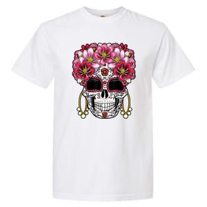 Floral Sugar Skeleton Cool Graphic Skull Garment-Dyed Heavyweight T-Shirt