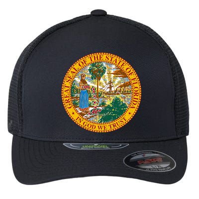 Florida State Seal Flag Flexfit Unipanel Trucker Cap