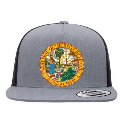 Florida State Seal Flag Flat Bill Trucker Hat