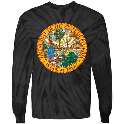 Florida State Seal Flag Tie-Dye Long Sleeve Shirt