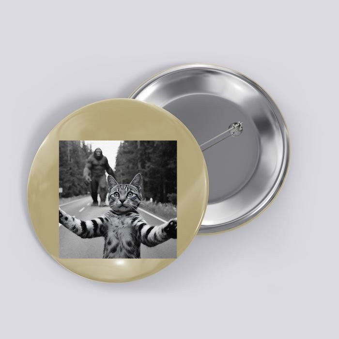 Funny Surprised Scared Cat Selfie With Sasquatsch Bigfoot Button