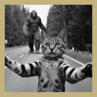 Funny Surprised Scared Cat Selfie With Sasquatsch Bigfoot Button