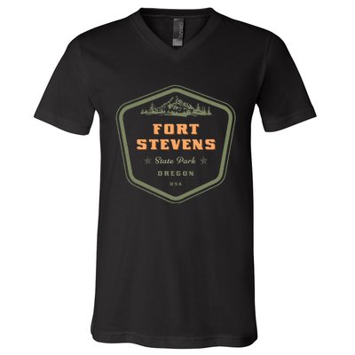 Fort Stevens State Park Oregon Retro V-Neck T-Shirt