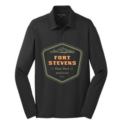 Fort Stevens State Park Oregon Retro Silk Touch Performance Long Sleeve Polo