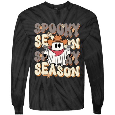 Funny Saying Spooky Season Halloween Western Tie-Dye Long Sleeve Shirt