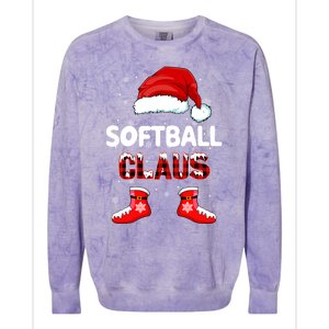 Funny Softball Santa Claus Christmas Matching Family Pajamas Gift Colorblast Crewneck Sweatshirt