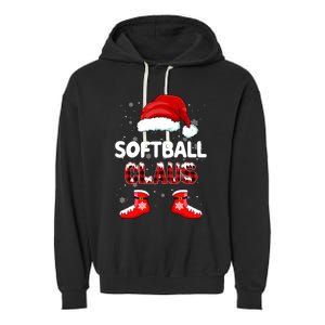 Funny Softball Santa Claus Christmas Matching Family Pajamas Gift Garment-Dyed Fleece Hoodie