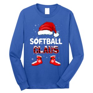 Funny Softball Santa Claus Christmas Matching Family Pajamas Gift Long Sleeve Shirt