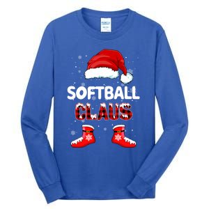 Funny Softball Santa Claus Christmas Matching Family Pajamas Gift Tall Long Sleeve T-Shirt