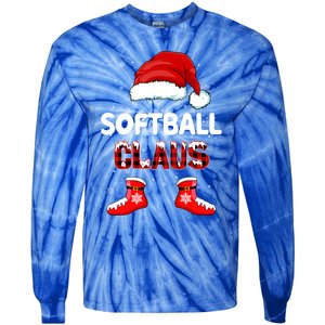 Funny Softball Santa Claus Christmas Matching Family Pajamas Gift Tie-Dye Long Sleeve Shirt