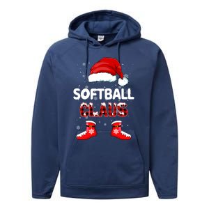 Funny Softball Santa Claus Christmas Matching Family Pajamas Gift Performance Fleece Hoodie