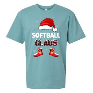 Funny Softball Santa Claus Christmas Matching Family Pajamas Gift Sueded Cloud Jersey T-Shirt